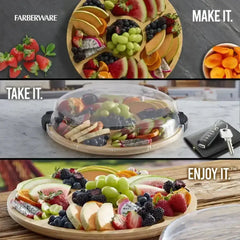 Farberware Build-a-Board Bamboo Divided Round Serving Board