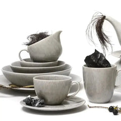 Jan Ashes & Olive Pasta Bowls Grey Set of 4