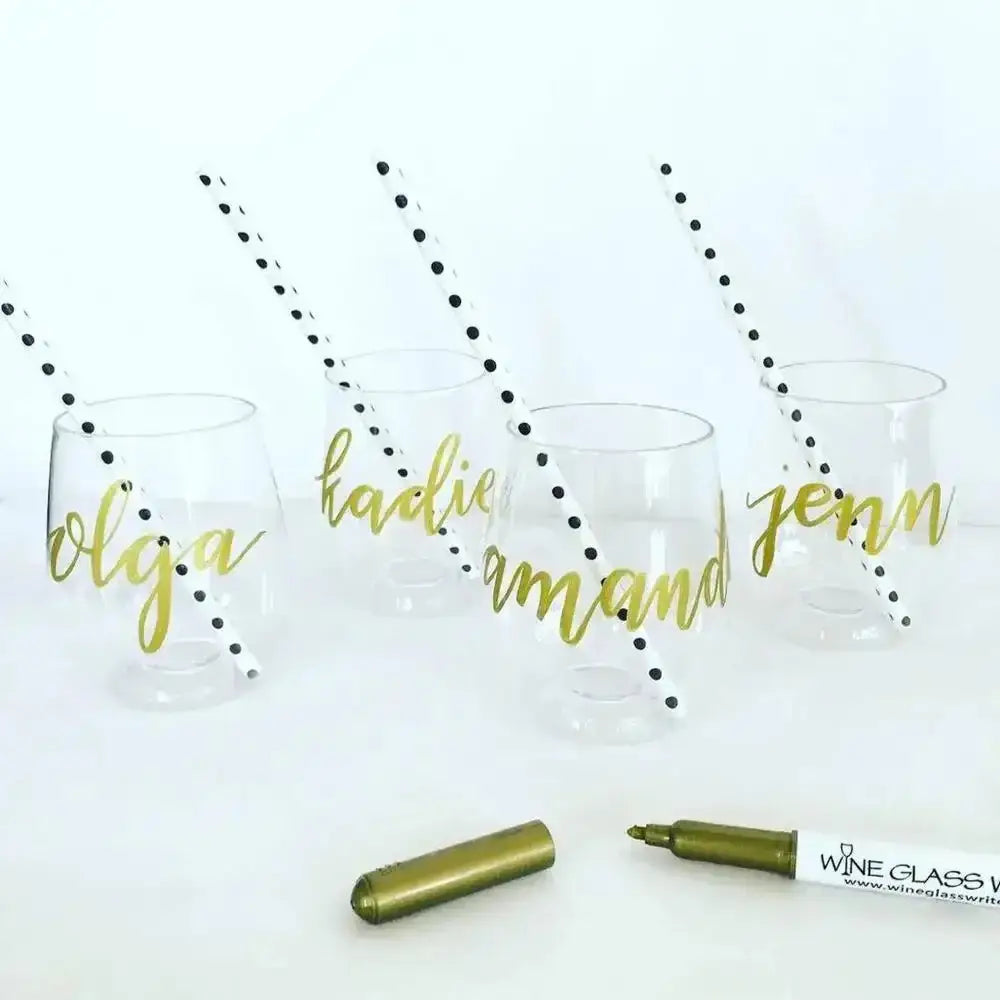 AMT Wine Glass Writer Original Metallic Set of 3