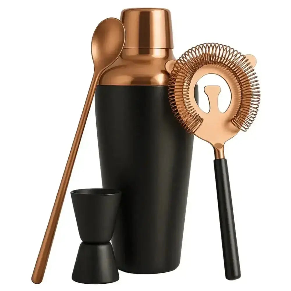 Bar Butler Cocktail Shaker Set Matte Black & Rose Gold