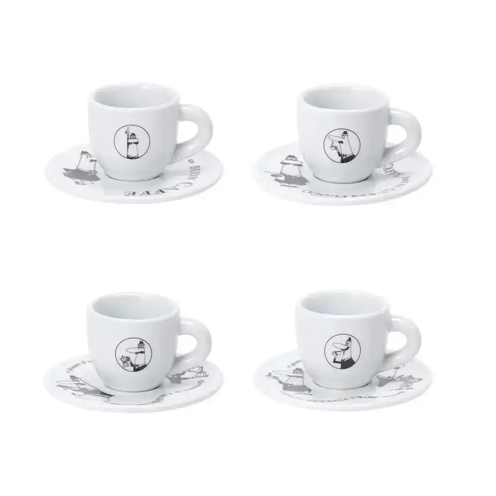 Bialetti Carosello Espresso Cup & Saucer Set of 4
