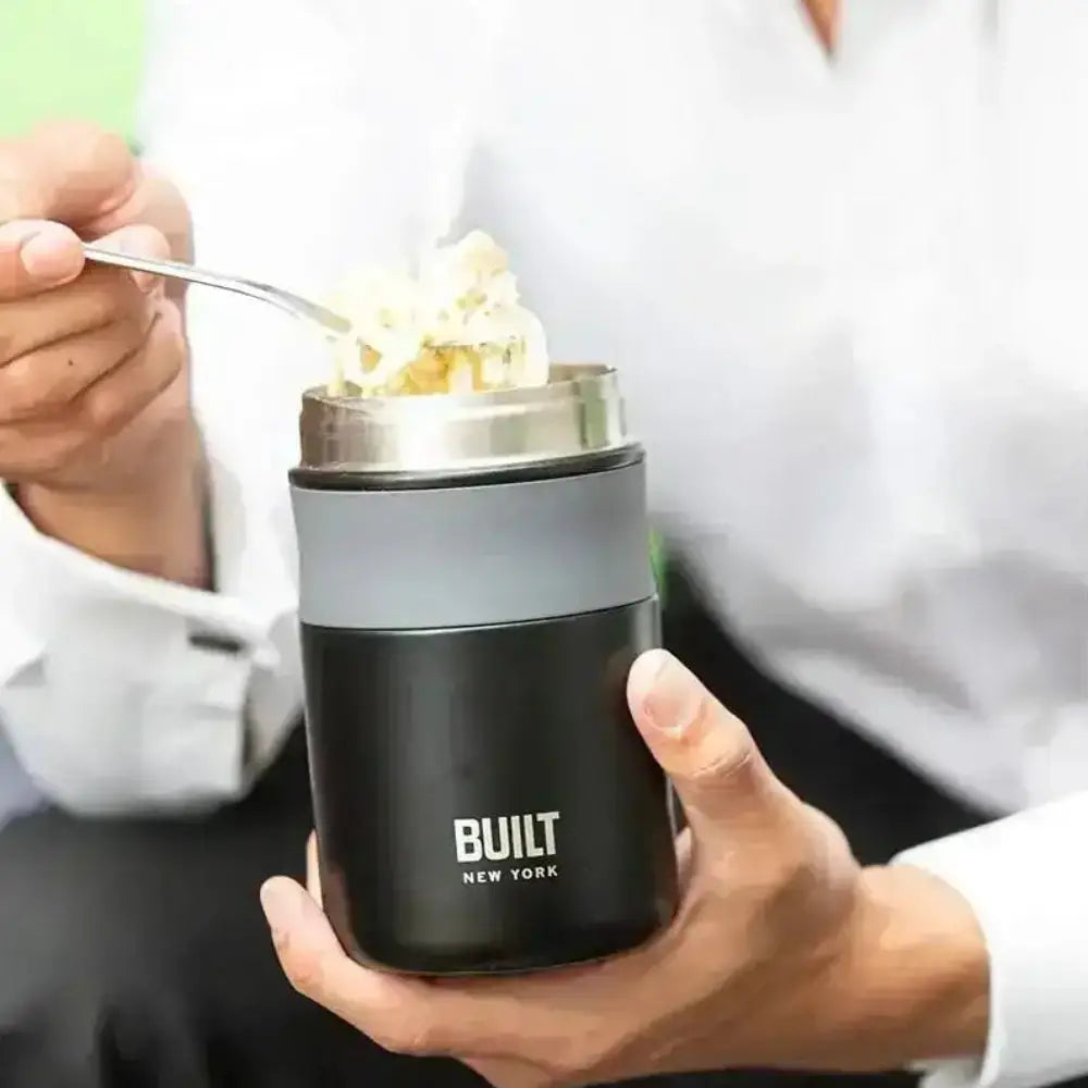 Built Stainless Steel Insulated Food Flask 490ml Black