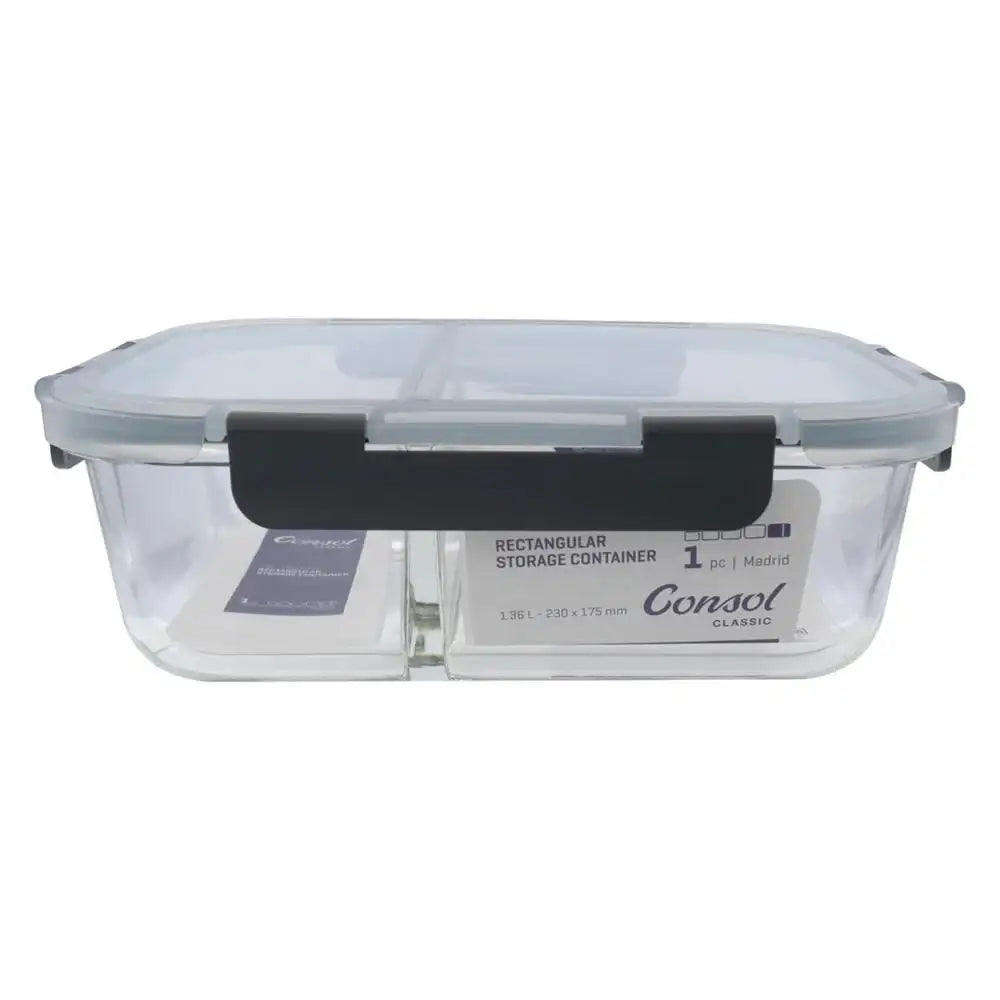 Consol Madrid Rectangular Glass Food Storage Container 1.36L
