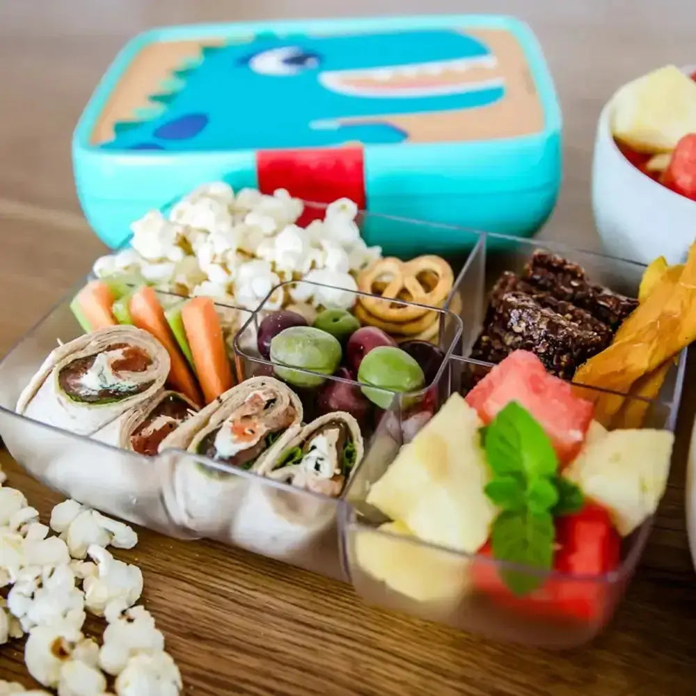 Crunchbox Classic 5 Compartment Lunchbox Aqua Dinosaur