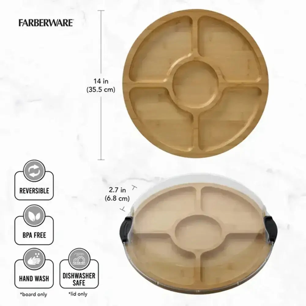 Farberware Build-a-Board Bamboo Divided Round Serving Board