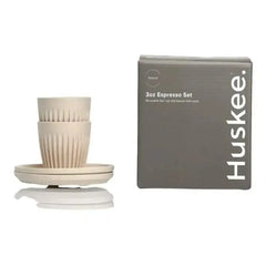 Huskee Espresso Cup and Saucer Natural 90ml Set of 2