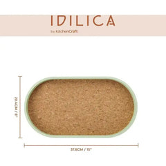 Idilica Serving Tray Wood and Cork 38x20cm