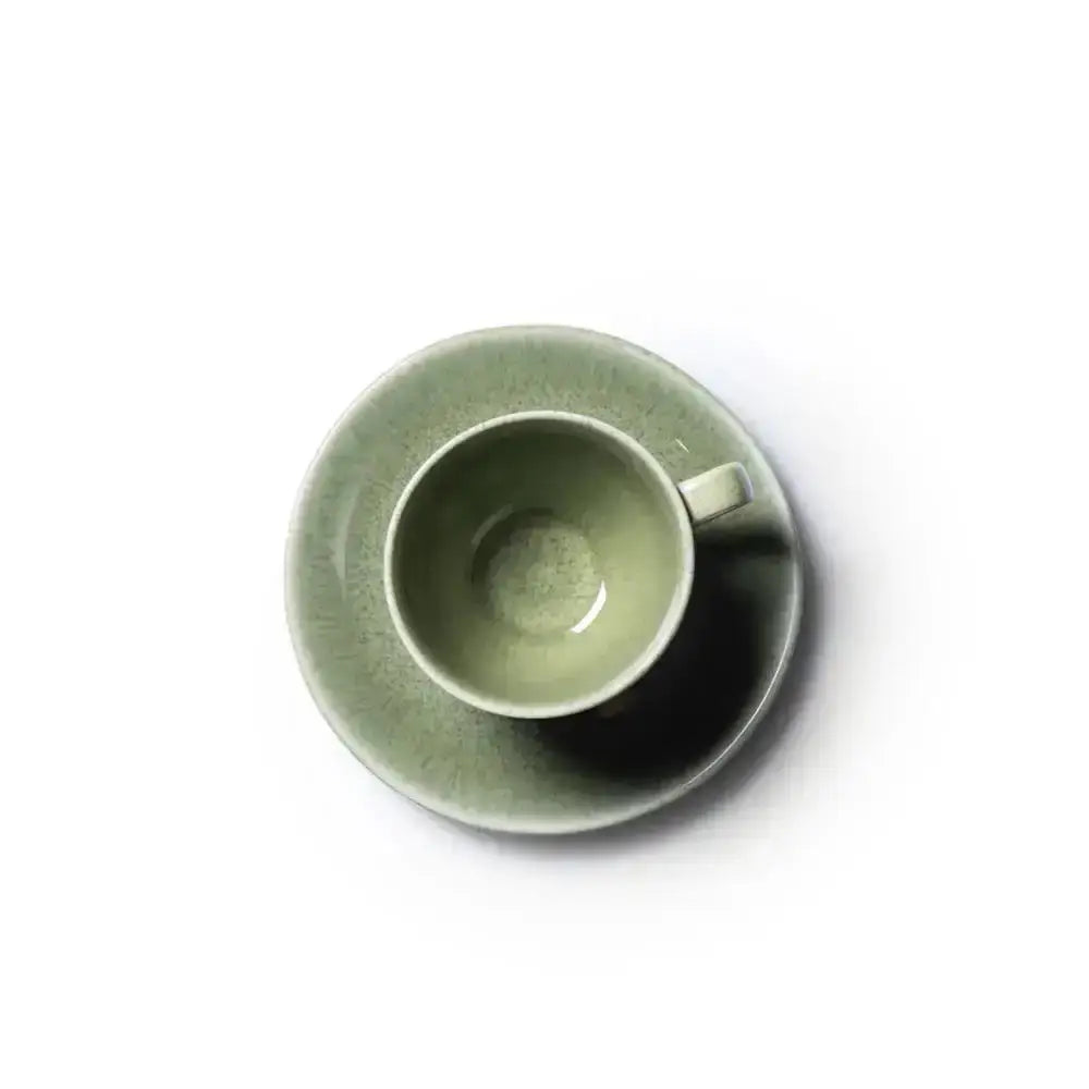 Jan Ashes & Olive Cups with Saucers Green Set of 4