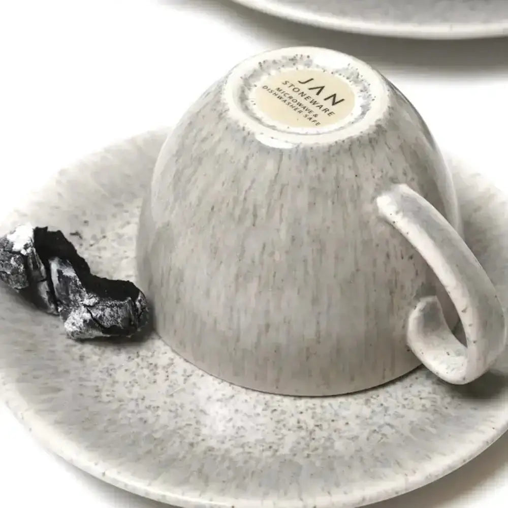 Jan Ashes & Olive Cups with Saucers Grey Set of 4