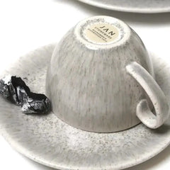 Jan Ashes & Olive Cups with Saucers Grey Set of 4