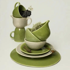 Jan Ashes & Olive Stoneware Mugs 350ml Green Set of 4