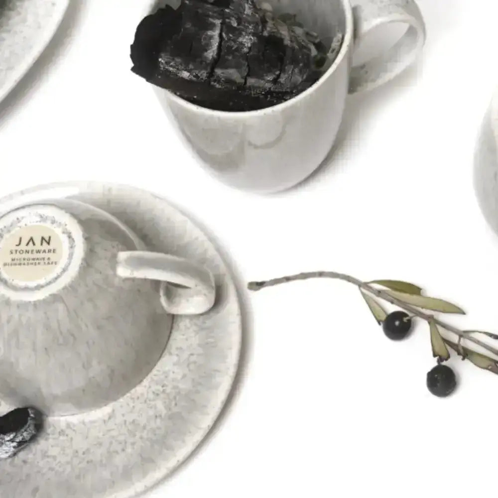 Jan Ashes & Olive Stoneware Mugs 350ml Grey Set of 4